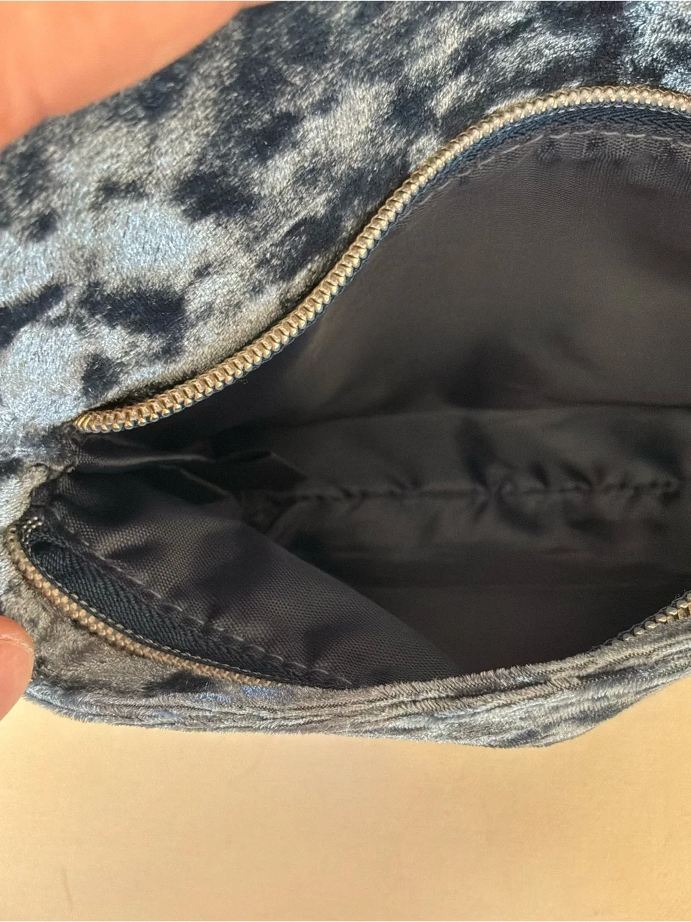 Clé de Peau Beauté Gray Crushed Velvet Makeup Cosmetic Travel Pouch
